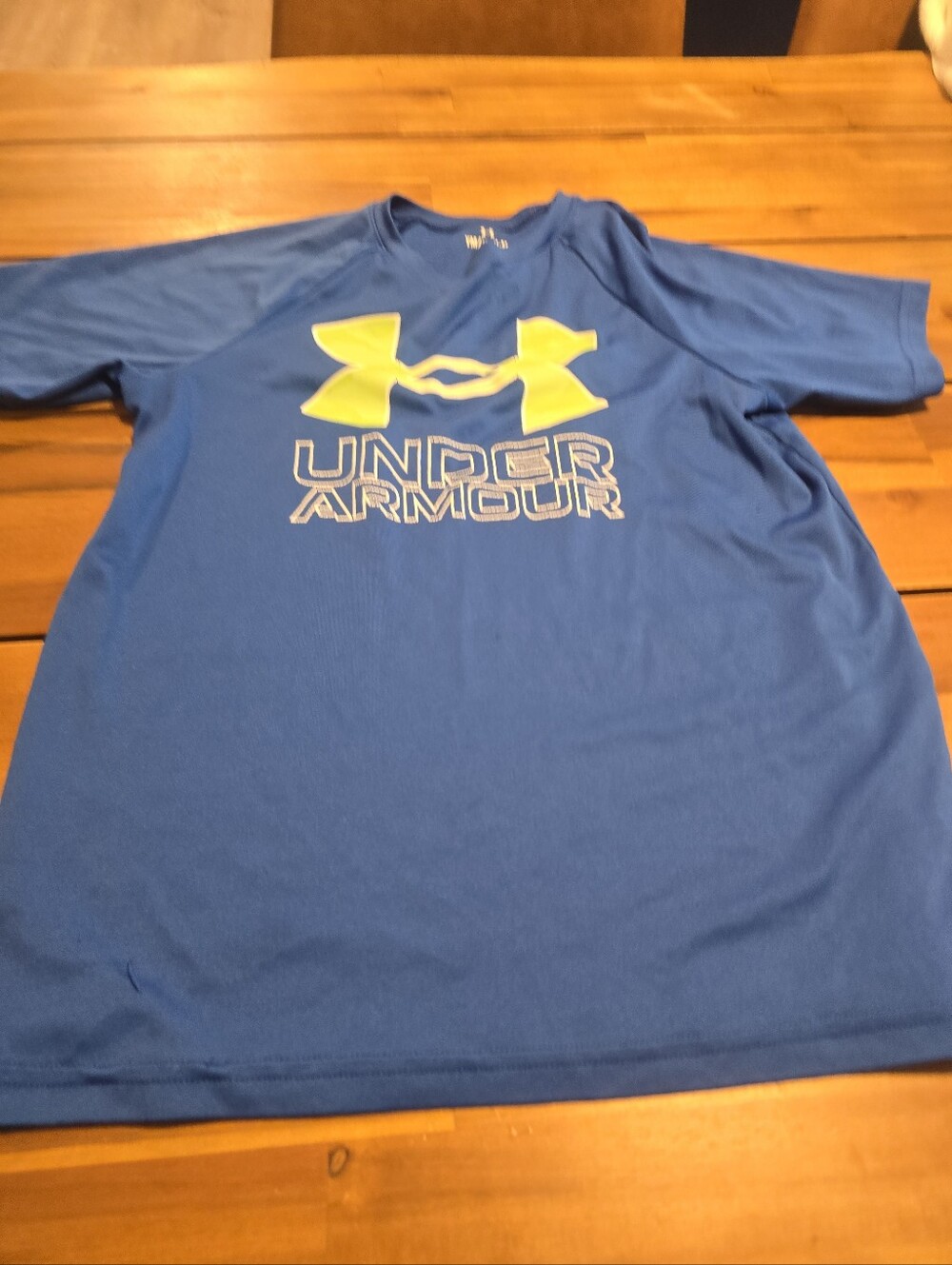 Under Armour Boys Blue Short Sleeve Tee with Yellow Logo
